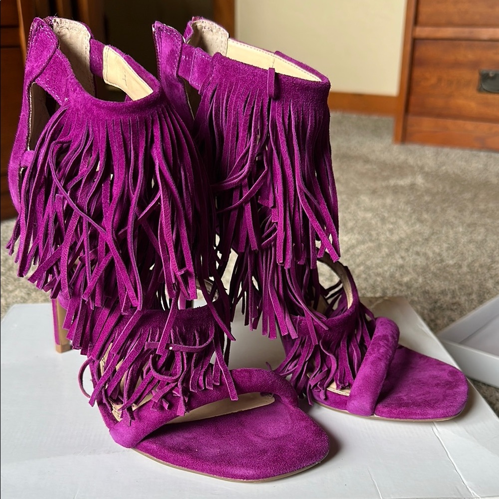 Steve Madden Purple Fringe Heels